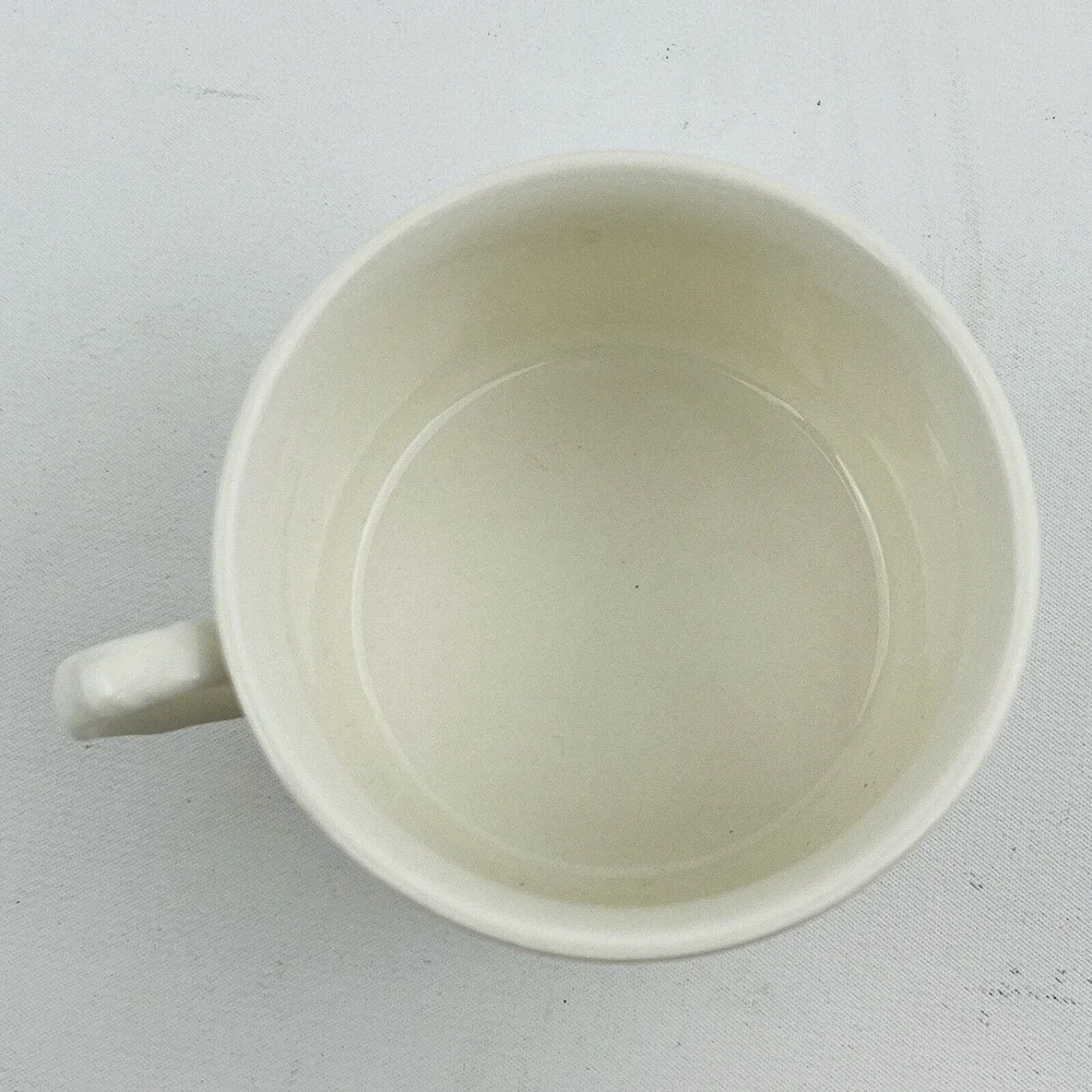 Mikasa English Countryside Flat Cup & Saucer Set White Stoneware Embossed Fruit‎